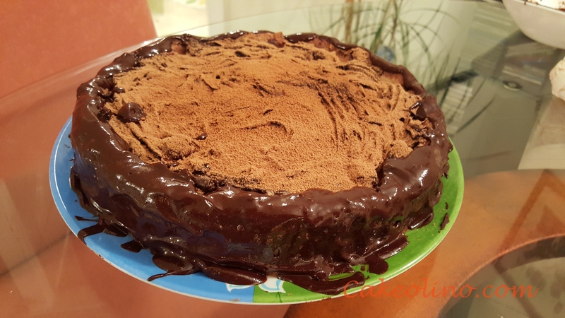 Triple Chocolate Fudge Cake with Sour Cherries - Cakeolino
